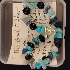 Bracelet,gemstone,blue,black,silver